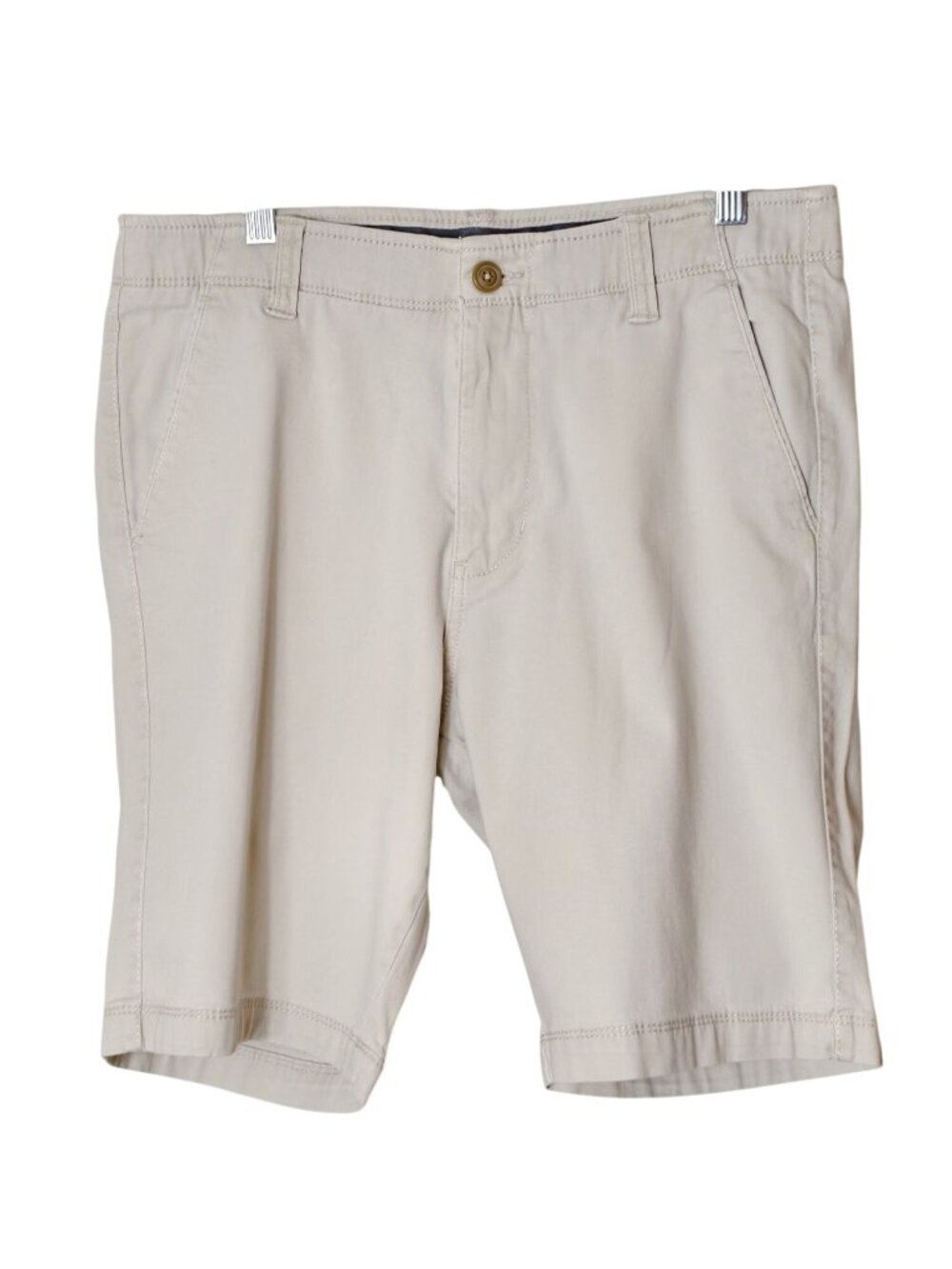 Iron Flex Mens 32" Chinos Khaki Shorts Flat-Front Flex Stretch Waist Athleisure